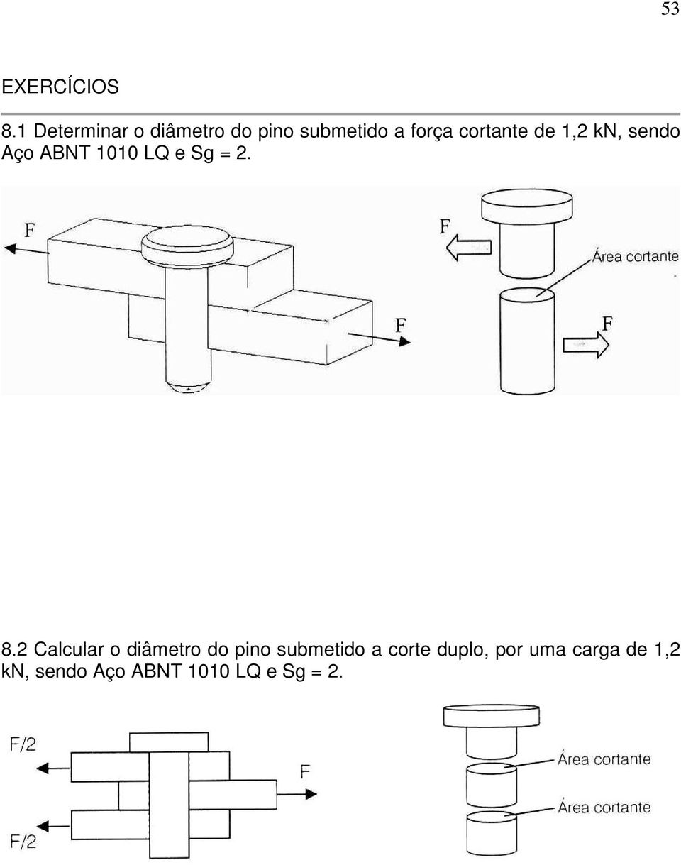 de 1,2 kn, sendo Aço ABNT 1010 LQ e Sg = 2. 8.