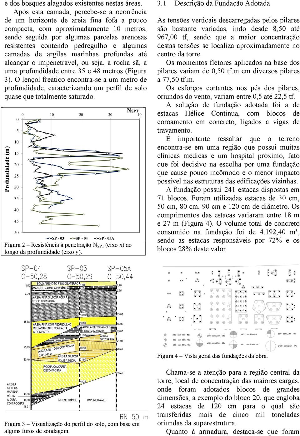 pedregulho e algumas camadas de argilas marinhas profundas até alcançar o impenetrável, ou seja, a rocha sã, a uma profundidade entre 35 e 48 metros (Figura 3).