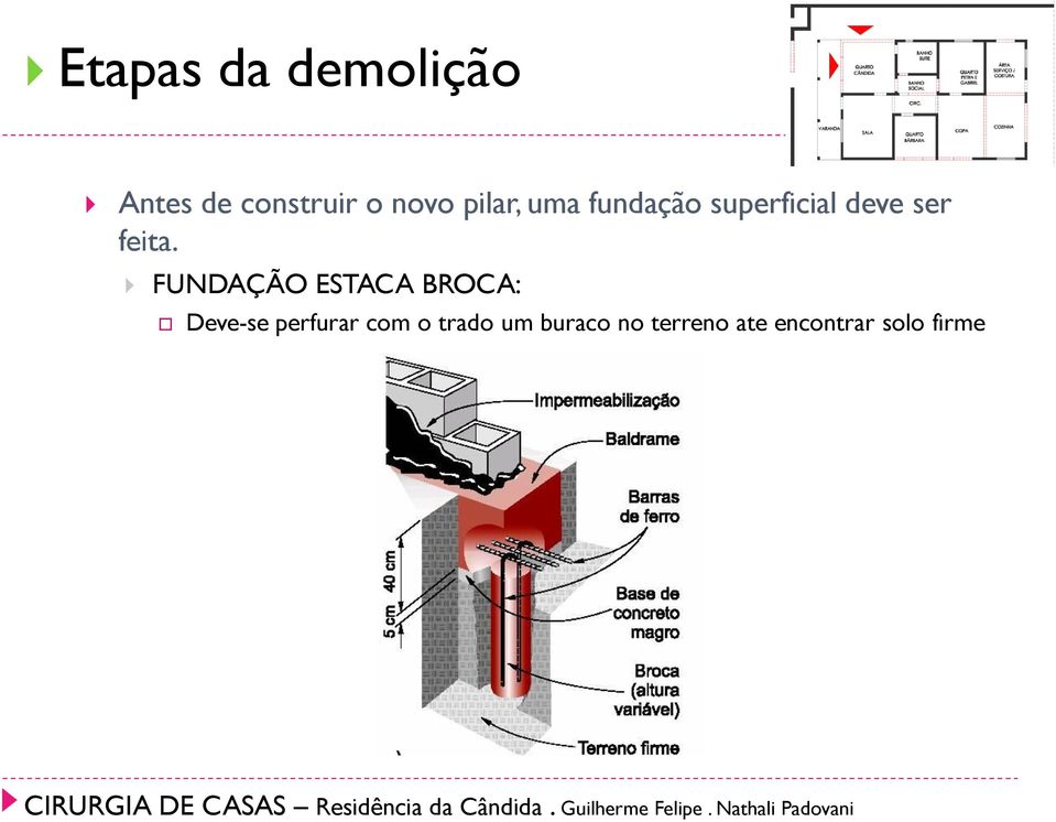 FUNDAÇÃO ESTACA BROCA: Deve-se perfurar com o