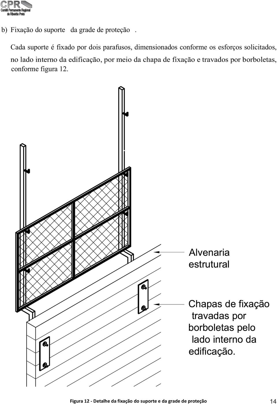 solicitados, no lado interno da edificação, por meio da chapa de fixação e