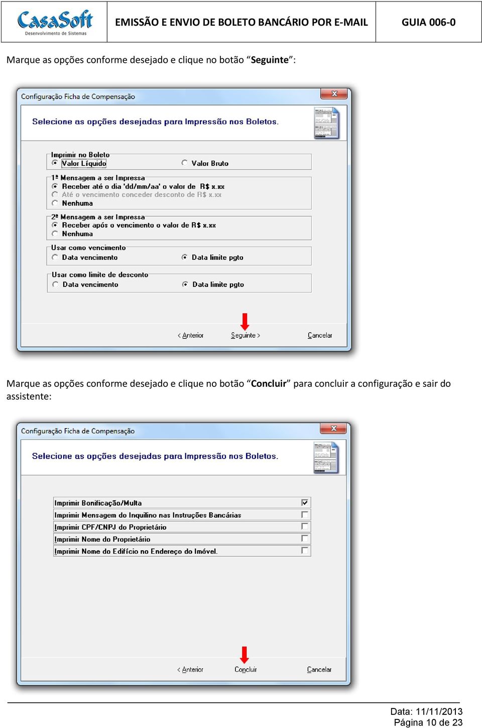 a configuração e sair do assistente: Página 10