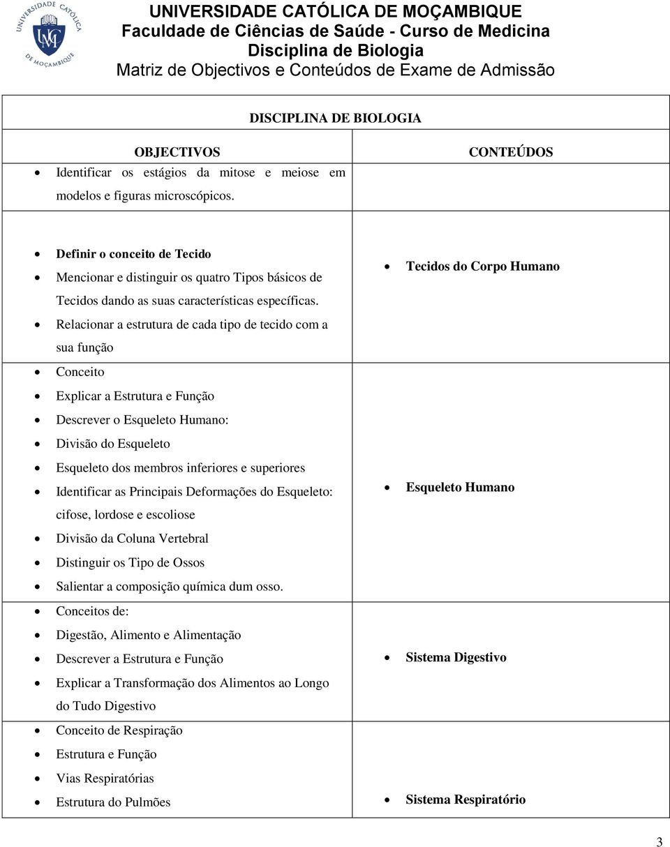 Relacionar a estrutura de cada tipo de tecido com a sua função Conceito Explicar a Estrutura e Função Descrever o Esqueleto Humano: Divisão do Esqueleto Esqueleto dos membros inferiores e superiores