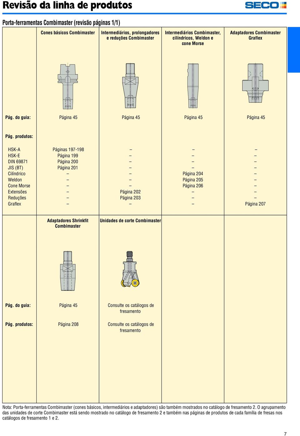 produtos: HSK-A HSK-E DIN 69871 JIS (BT) Cilíndrico Weldon Cone Morse Extensões Reduções Graflex Páginas 197-198 Página 199 Página 200 Página 201 Página 202 Página 203 Página 204 Página 205 Página