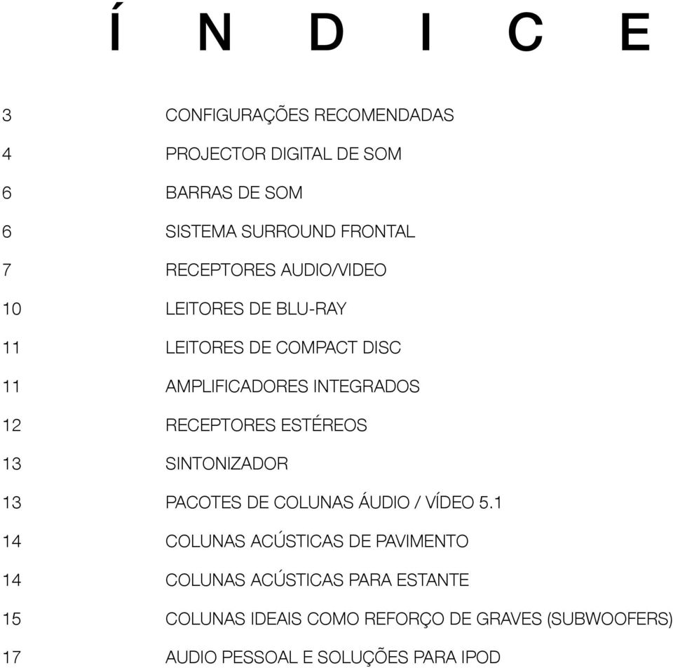 RECEPTORES ESTÉREOS 13 SINTONIZADOR 13 PACOTES DE COLUNAS ÁUDIO / VÍDEO 5.