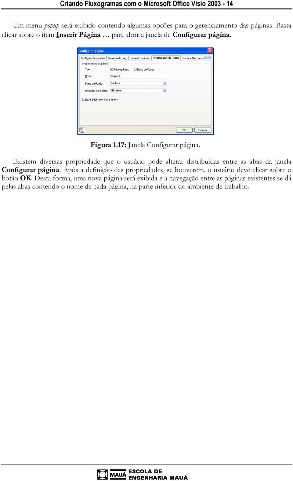 Existem diversas propriedade que o usuário pode alterar distribuídas entre as abas da janela Configurar página.