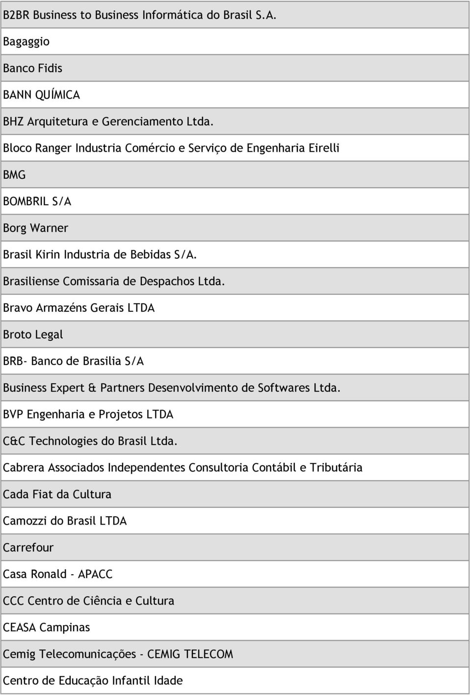 Bravo Armazéns Gerais LTDA Broto Legal BRB- Banco de Brasilia S/A Business Expert & Partners Desenvolvimento de Softwares Ltda.