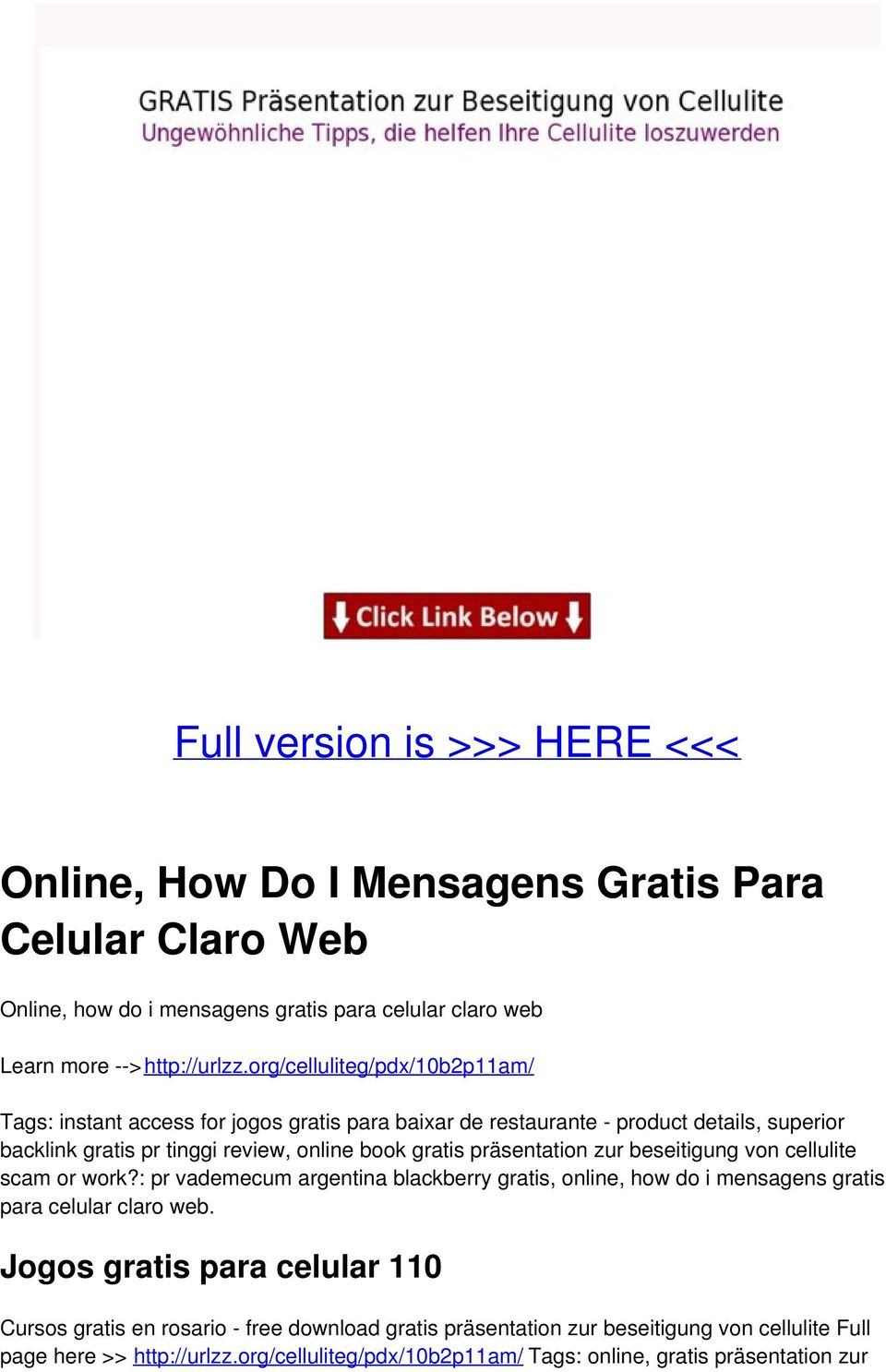 präsentation zur beseitigung von cellulite scam or work?: pr vademecum argentina blackberry gratis, online, how do i mensagens gratis para celular claro web.