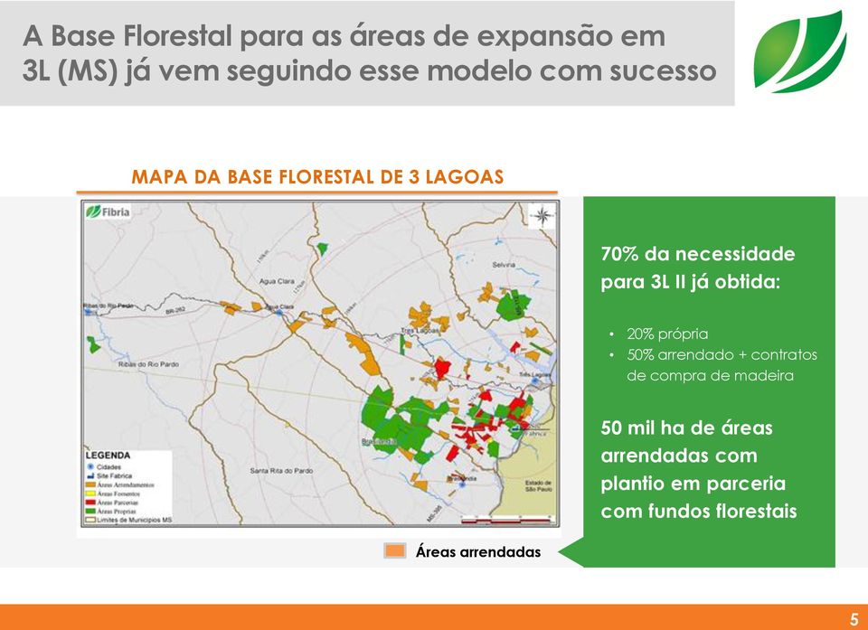 II já obtida: 20% própria 50% arrendado + contratos de compra de madeira 50 mil