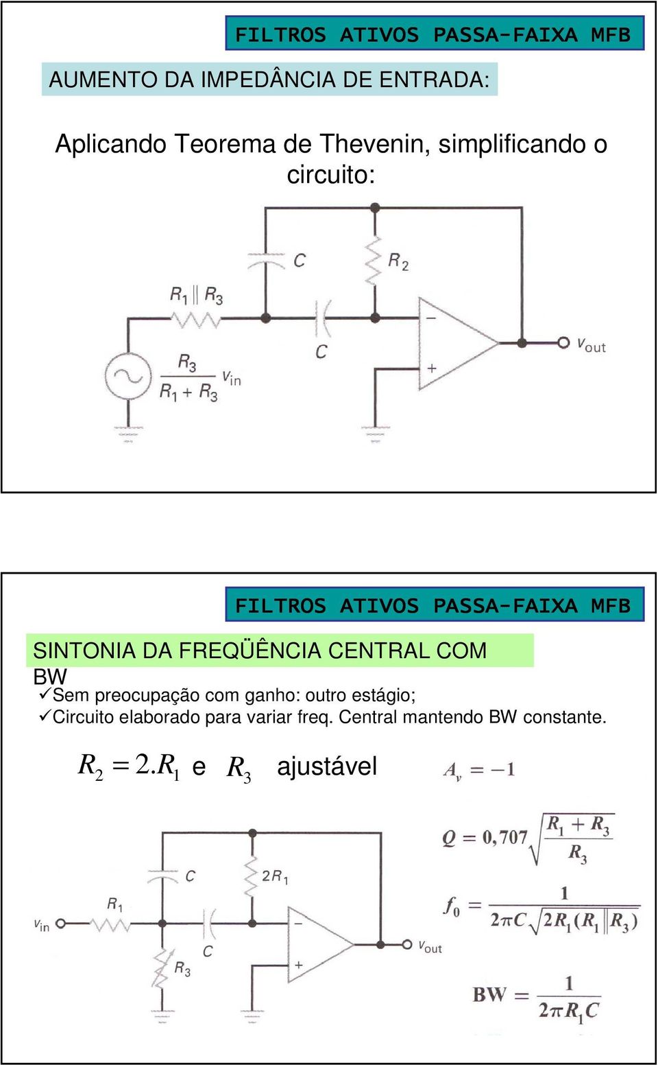 SINTONIA DA FEQÜÊNCIA CENTAL COM BW Sem preocupação com ganho: outro estágio;