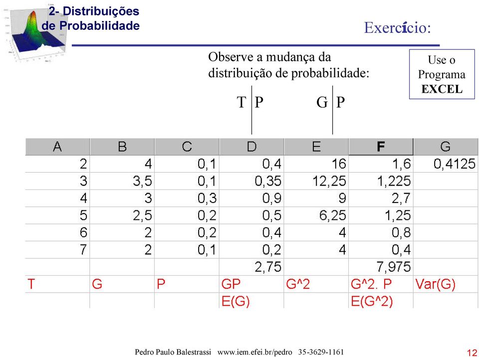 Use o Programa EXCEL Pedro Paulo