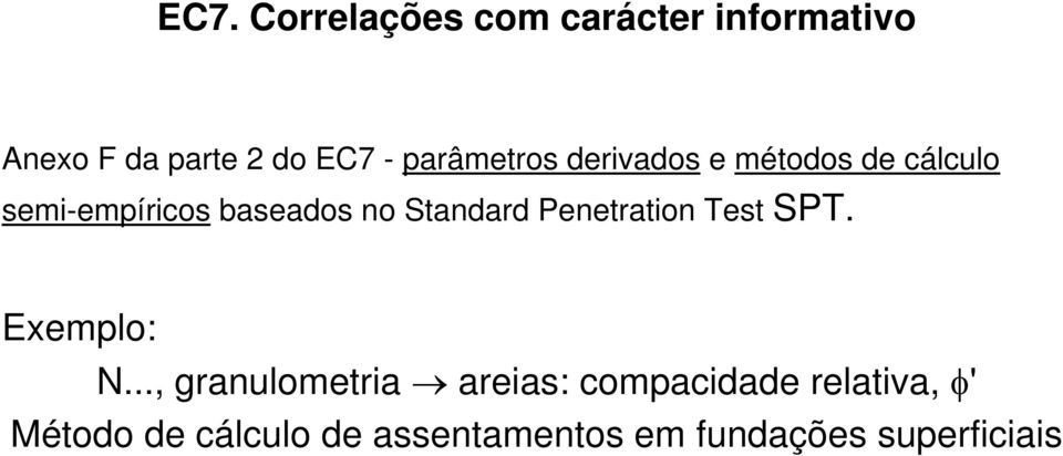 Standard Penetration Test SPT. Exemplo: N.