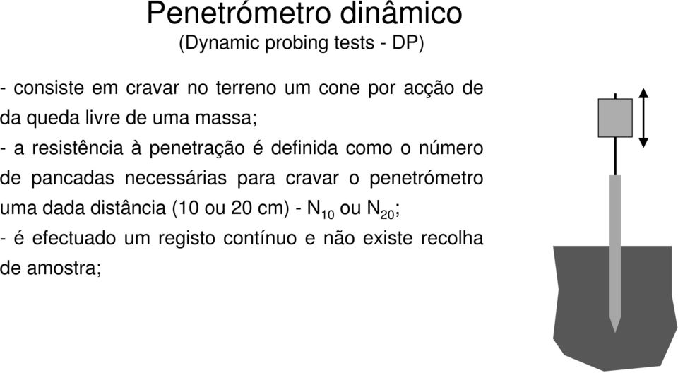 como o número de pancadas necessárias para cravar o penetrómetro uma dada distância (10