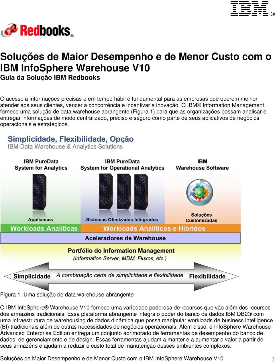 O IBM Infrmatin Management frnece uma sluçã de data warehuse abrangente (Figura 1) para que as rganizações pssam analisar e entregar infrmações de md centralizad, precis e segur cm parte de seus