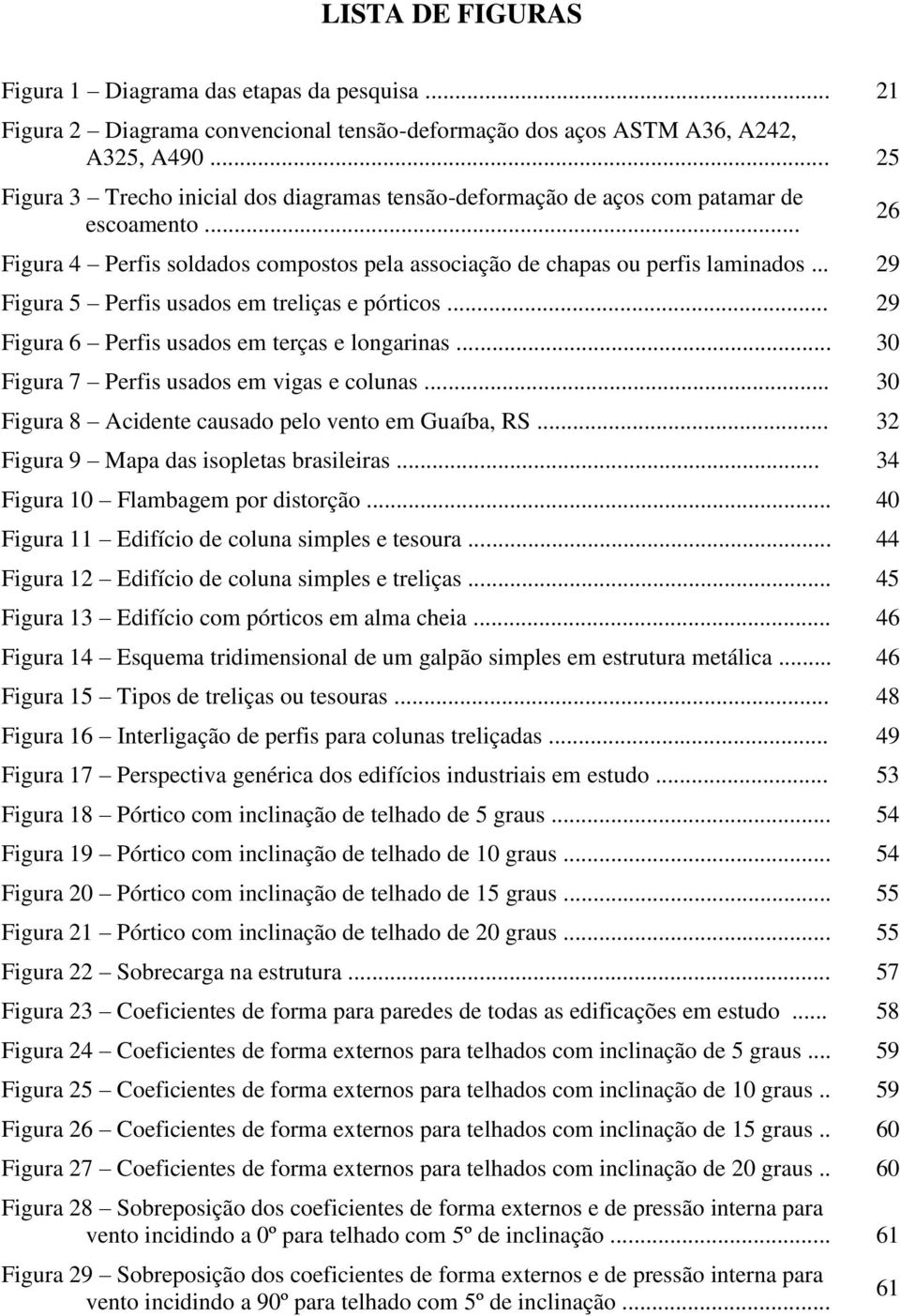 .. 29 Figura 5 Perfis usados em treliças e pórticos... 29 Figura 6 Perfis usados em terças e longarinas... 30 Figura 7 Perfis usados em vigas e colunas.