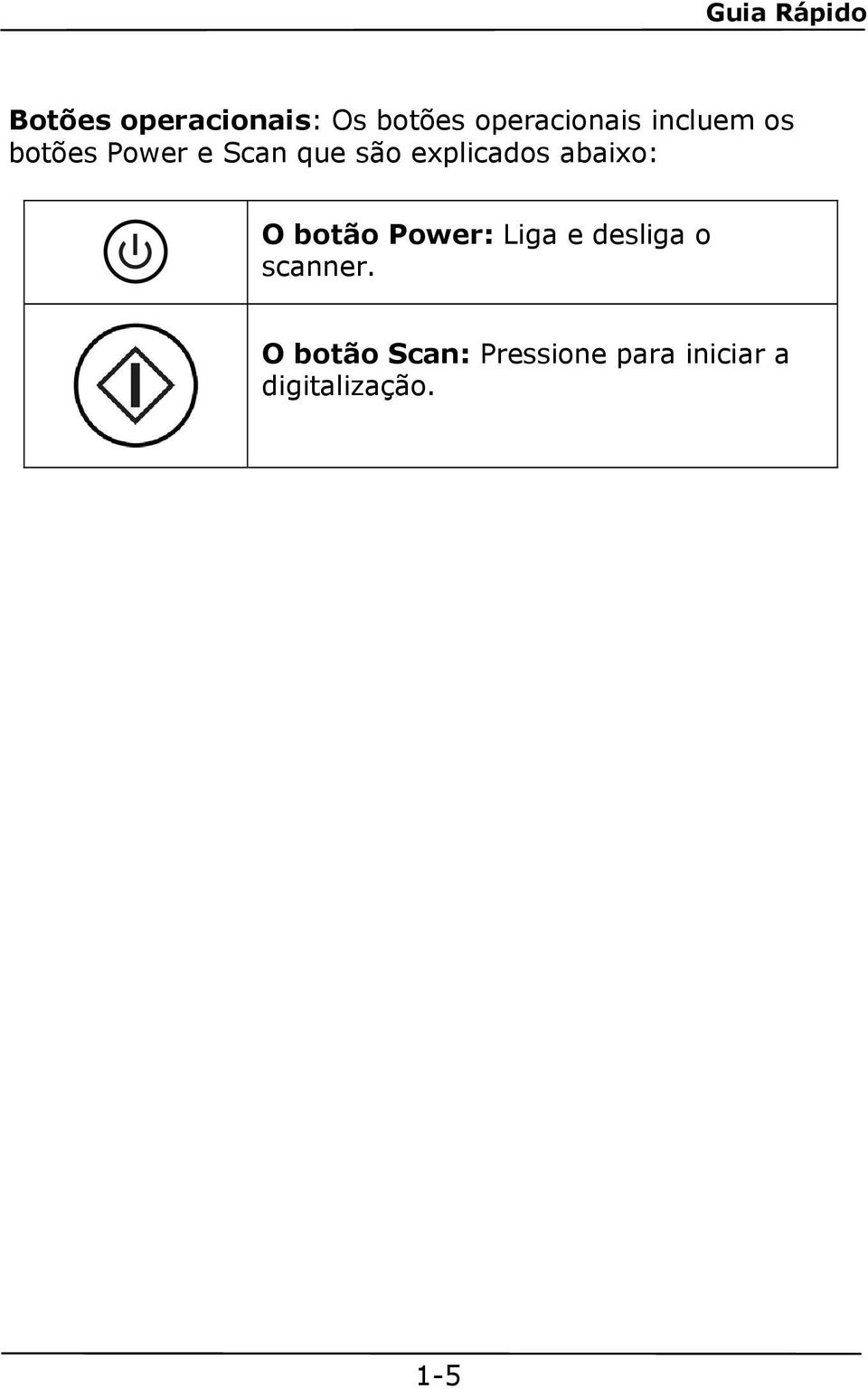 abaixo: O botão Power: Liga e desliga o scanner.