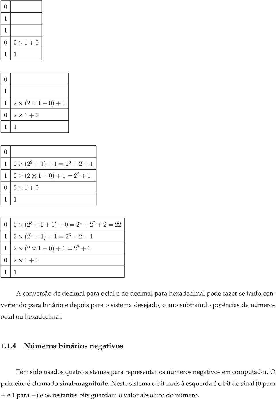 desejado, como subtraindo potências de números octal ou hexadecimal. 1.