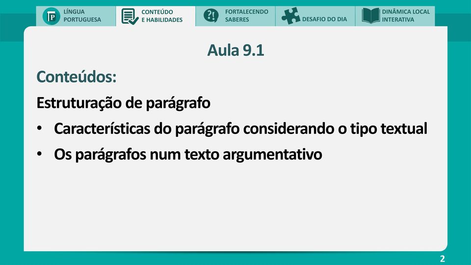 1 Conteúdos: Estruturação de parágrafo