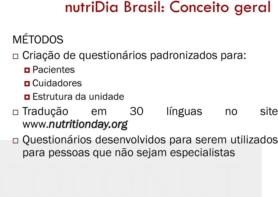 Tradução em 30 línguas no site www.nutritionday.