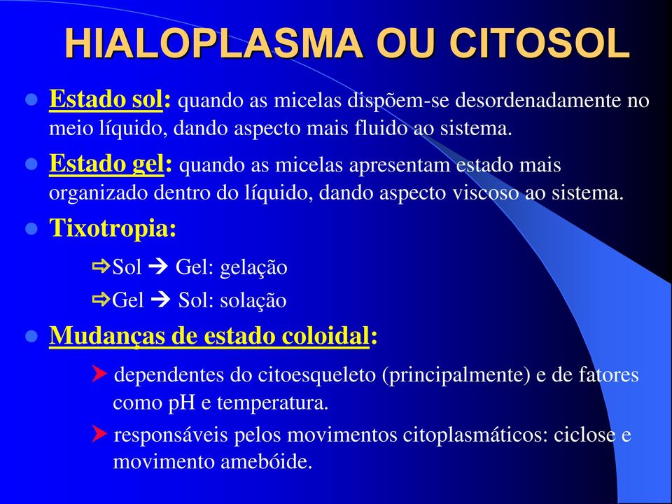 Estado gel: quando as micelas apresentam estado mais organizado dentro do líquido, dando aspecto viscoso ao sistema.