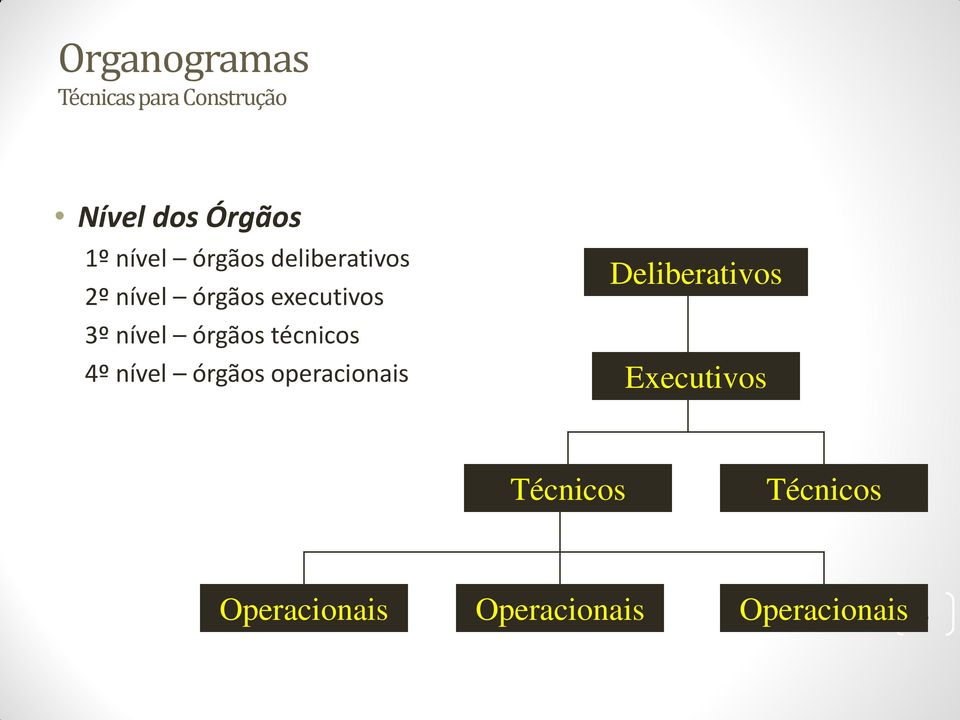 órgãos técnicos 4º nível órgãos operacionais Deliberativos