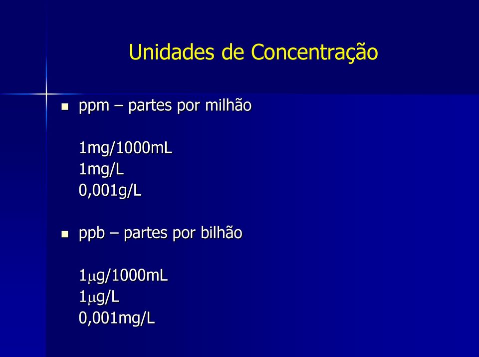 1mg/L 0,001g/L ppb partes por