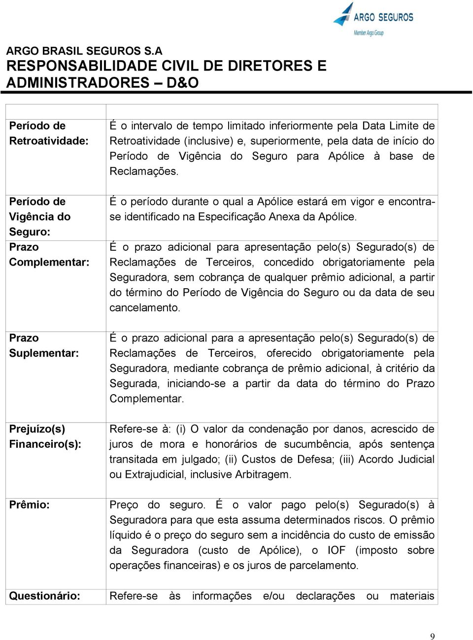 É o período durante o qual a Apólice estará em vigor e encontrase identificado na Especificação Anexa da Apólice.