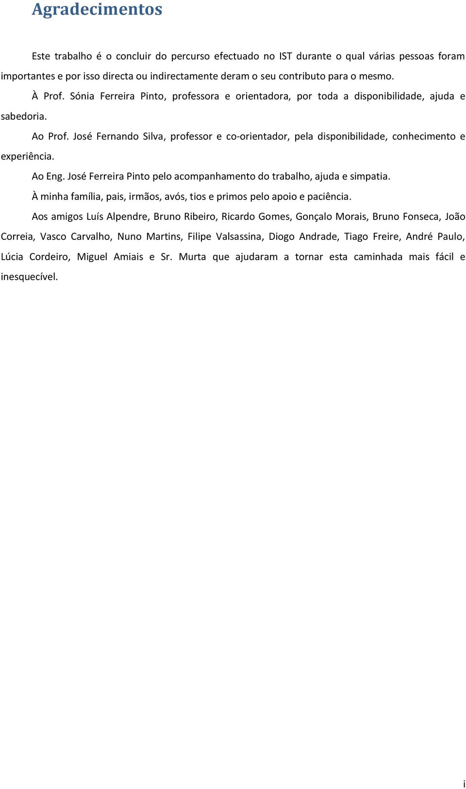 José Fernando Silva, professor e co-orientador, pela disponibilidade, conhecimento e experiência. Ao Eng. José Ferreira Pinto pelo acompanhamento do trabalho, ajuda e simpatia.