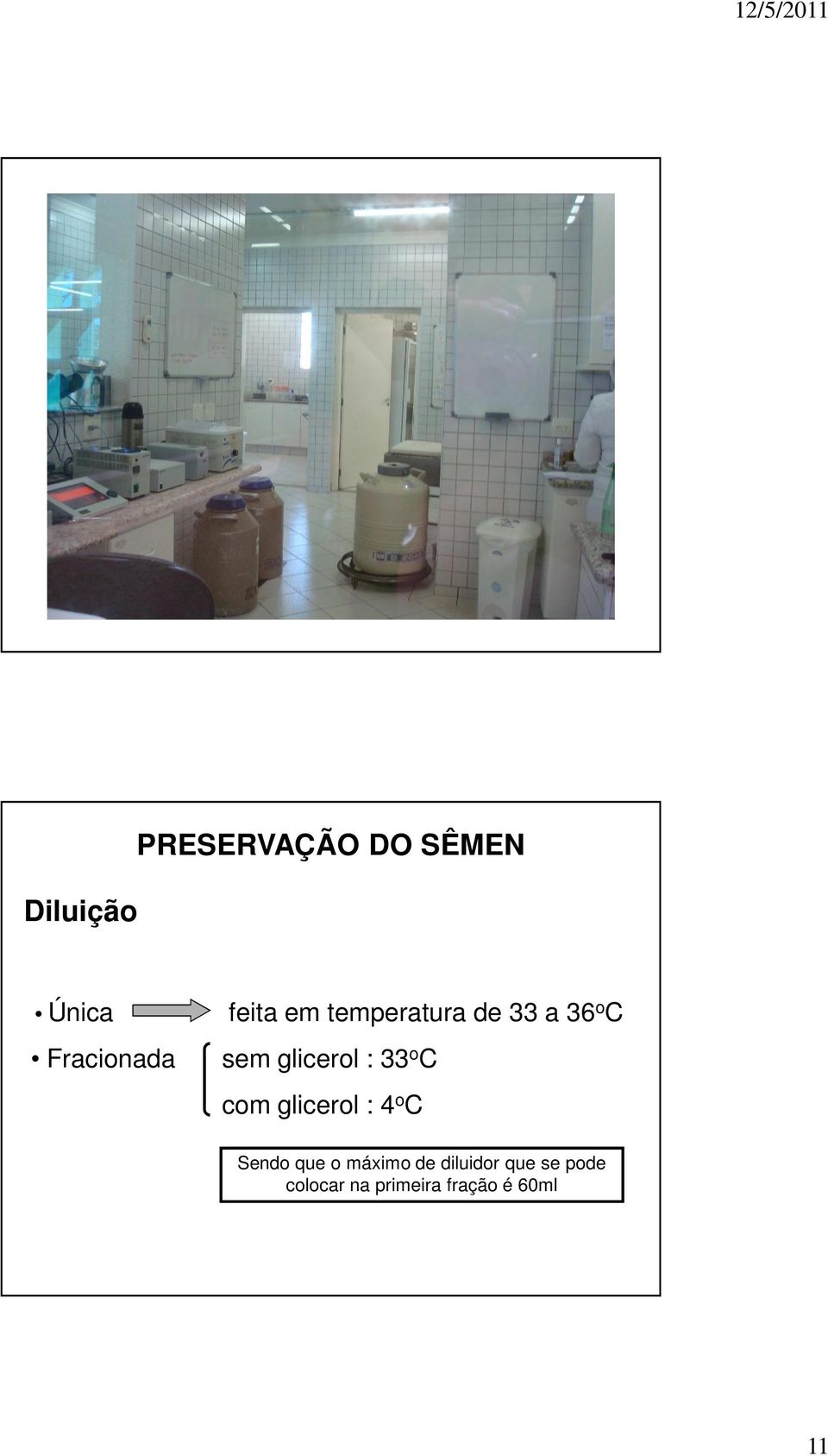 33 o C com glicerol : 4 o C Sendo que o máximo de