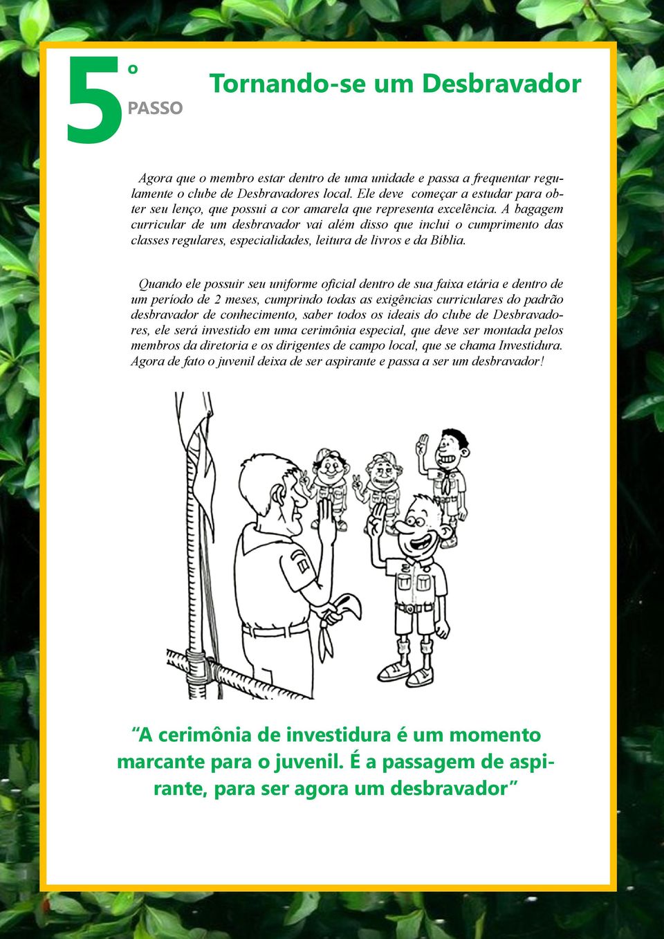 A bagagem curricular de um desbravador vai além disso que inclui o cumprimento das classes regulares, especialidades, leitura de livros e da Bíblia.