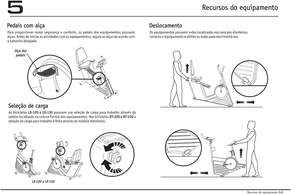 Deslocamento Os equipamentos possuem rodas localizadas nos seus pés dianteiros. Levante o equipamento e utilize as rodas para movimentá-los.