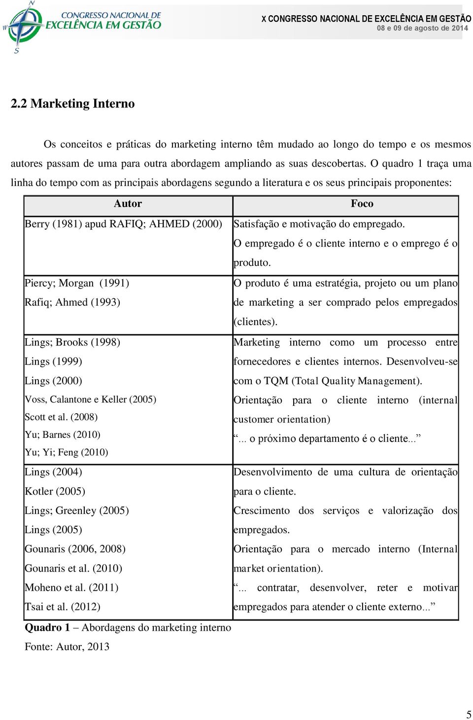 empregado. O empregado é o cliente interno e o emprego é o produto.