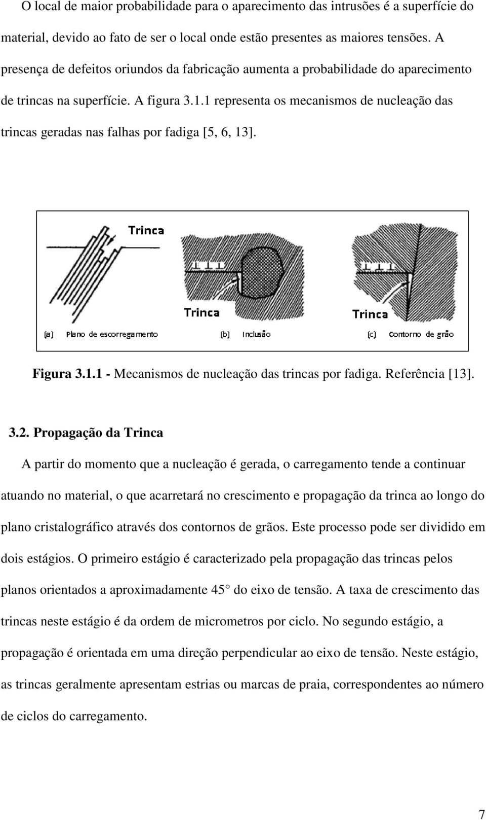 1 representa os mecanismos de nucleação das trincas geradas nas falhas por fadiga [5, 6, 13]. Figura 3.1.1 - Mecanismos de nucleação das trincas por fadiga. Referência [13]. 3.2.