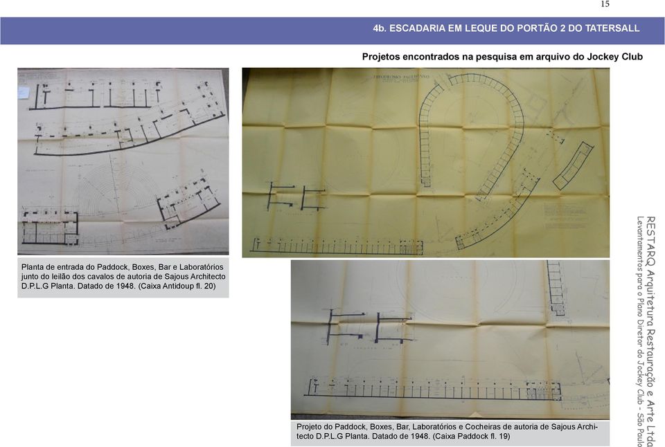 Planta de entrada do Paddock, Boxes, Bar e Laboratórios junto do leilão dos cavalos de autoria de Sajous