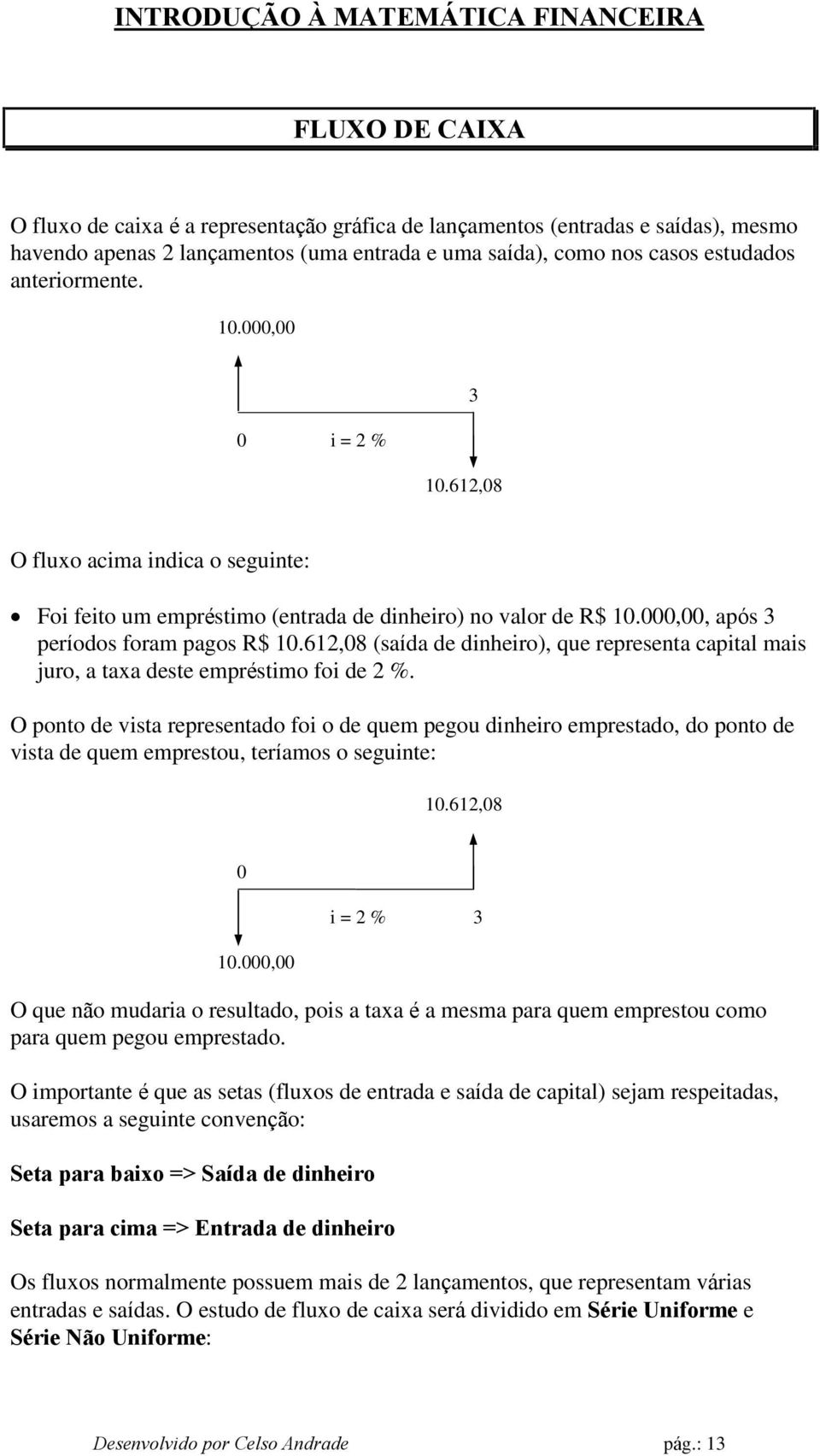 612,08 (saída de dinheiro), que representa capital mais juro, a taxa deste empréstimo foi de 2 %.