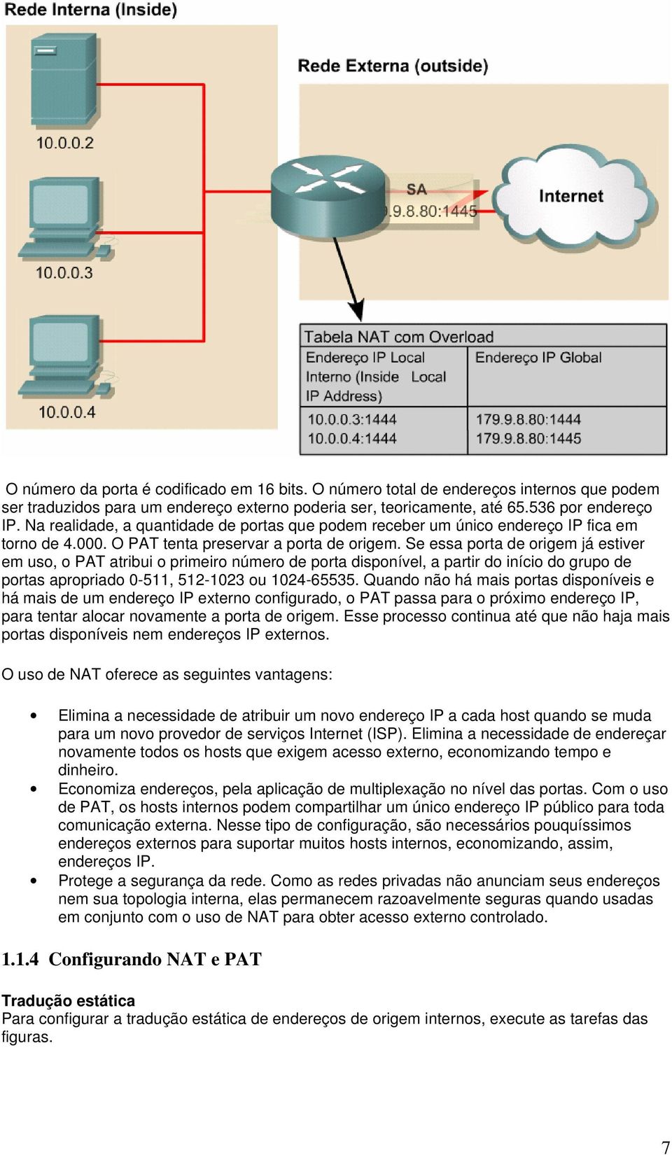 Se essa porta de origem já estiver em uso, o PAT atribui o primeiro número de porta disponível, a partir do início do grupo de portas apropriado 0-511, 512-1023 ou 1024-65535.