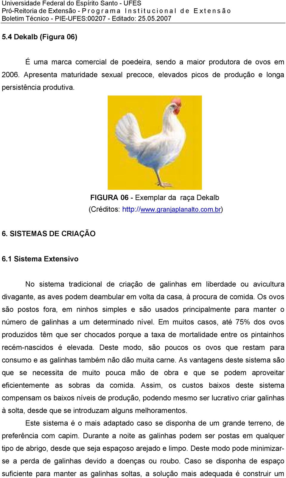 1 Sistema Extensivo No sistema tradicional de criação de galinhas em liberdade ou avicultura divagante, as aves podem deambular em volta da casa, à procura de comida.