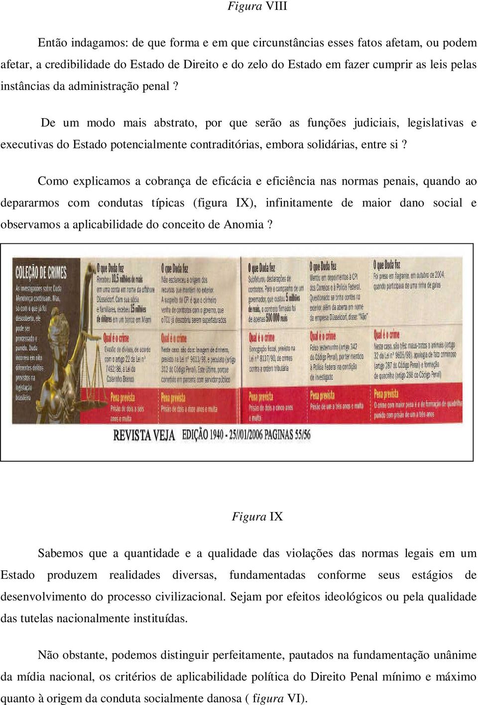 Como explicamos a cobrança de eficácia e eficiência nas normas penais, quando ao depararmos com condutas típicas (figura IX), infinitamente de maior dano social e observamos a aplicabilidade do