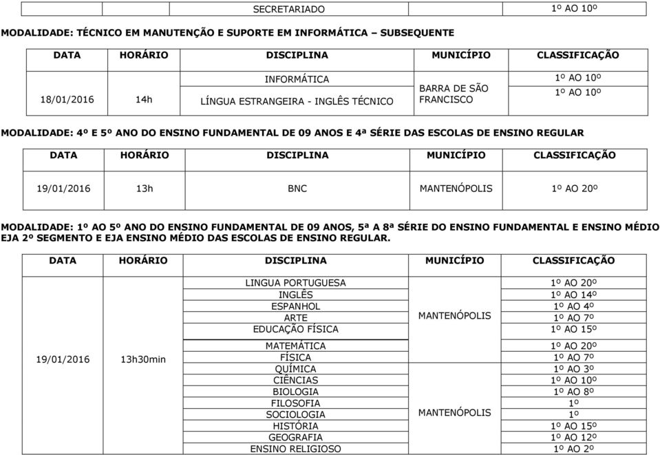 5ª A 8ª SÉRIE DO ENSINO FUNDAMENTAL E ENSINO MÉDIO EJA 2º SEGMENTO E EJA ENSINO MÉDIO DAS ESCOLAS DE ENSINO REGULAR.