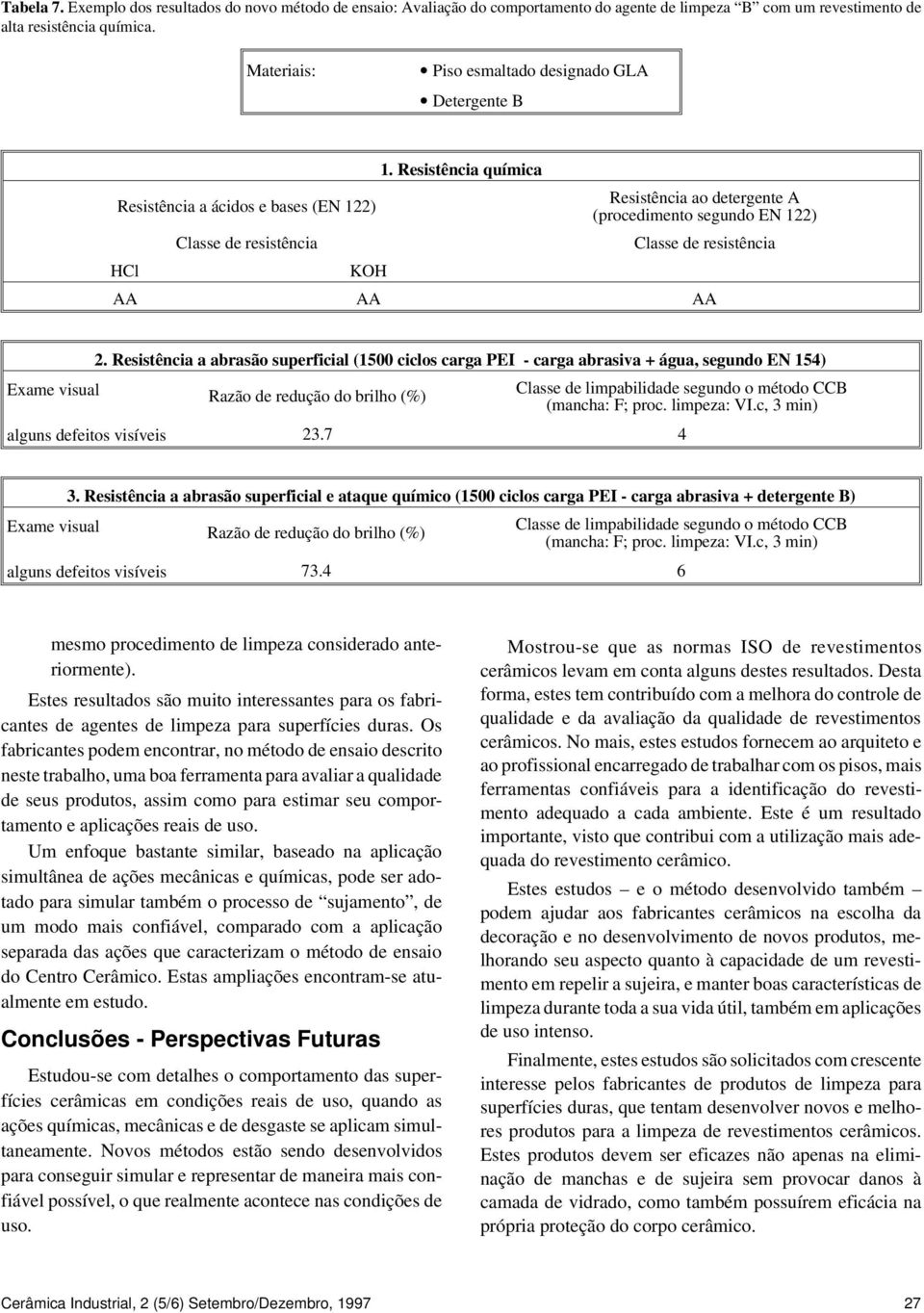 Resistência química Resistência a ácidos e bases (EN 122) Resistência ao detergente A (procedimento segundo EN 122) Classe de resistência Classe de resistência HCl KOH AA AA AA 2.