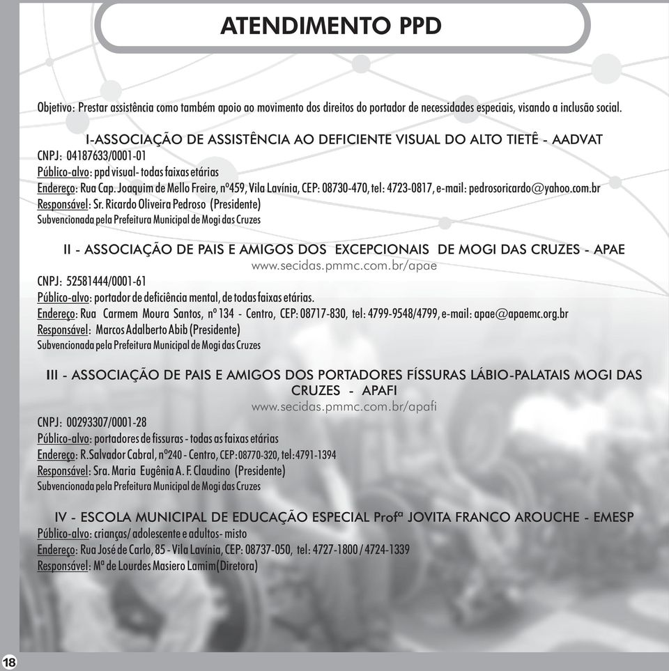 Joaquim de Mello Freire, nº459, Vila Lavínia, CEP: 08730-470, tel: 4723-0817, e-mail: pedrosoricardo@yahoo.com.br Responsável: Sr.