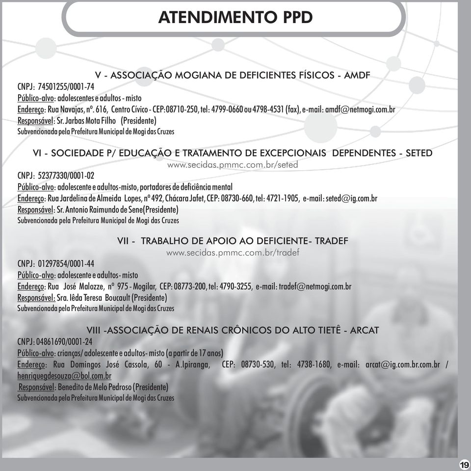 Jarbas Mota Filho (Presidente) VI - SOCIEDADE P/ EDUCAÇÃO E TRATAMENTO DE EXCEPCIONAIS DEPENDENTES - SETED www.secidas.pmmc.com.