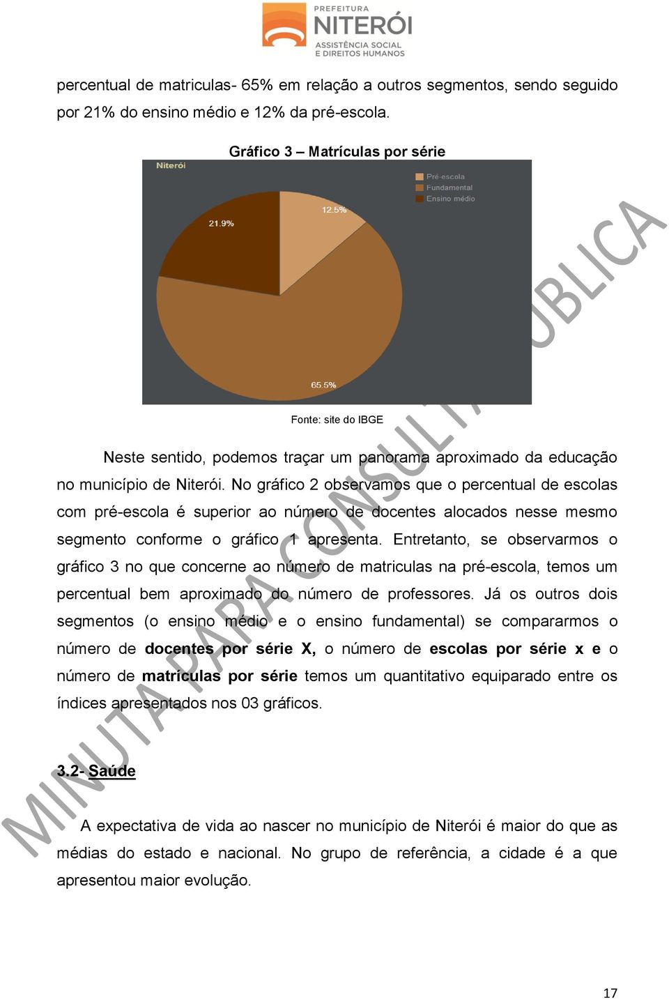 No gráfico 2 observamos que o percentual de escolas com pré-escola é superior ao número de docentes alocados nesse mesmo segmento conforme o gráfico 1 apresenta.