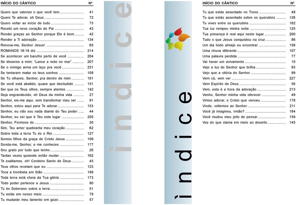 .. 207 Se o inimigo arma um laço pra você... 231 Se tentaram matar os teus sonhos... 108 Se Tu olhares, Senhor, pra dentro de mim... 101 Se você está abatido, quase que desiludido.