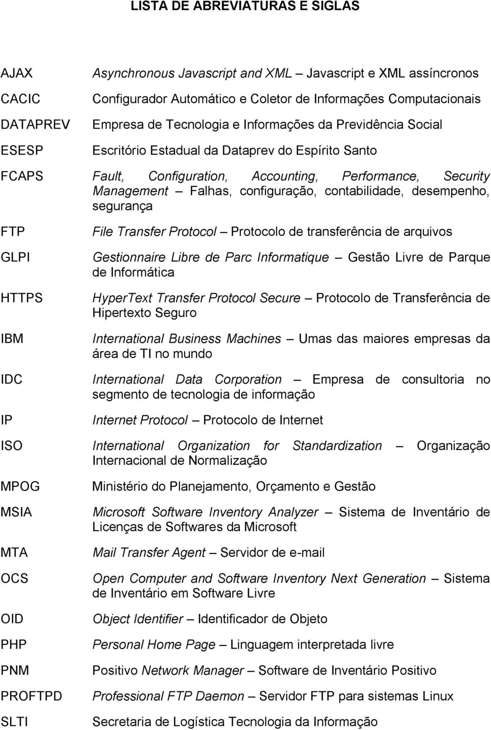 contabilidade, desempenho, segurança FTP GLPI HTTPS IBM IDC IP File Transfer Protocol Protocolo de transferência de arquivos Gestionnaire Libre de Parc Informatique Gestão Livre de Parque de