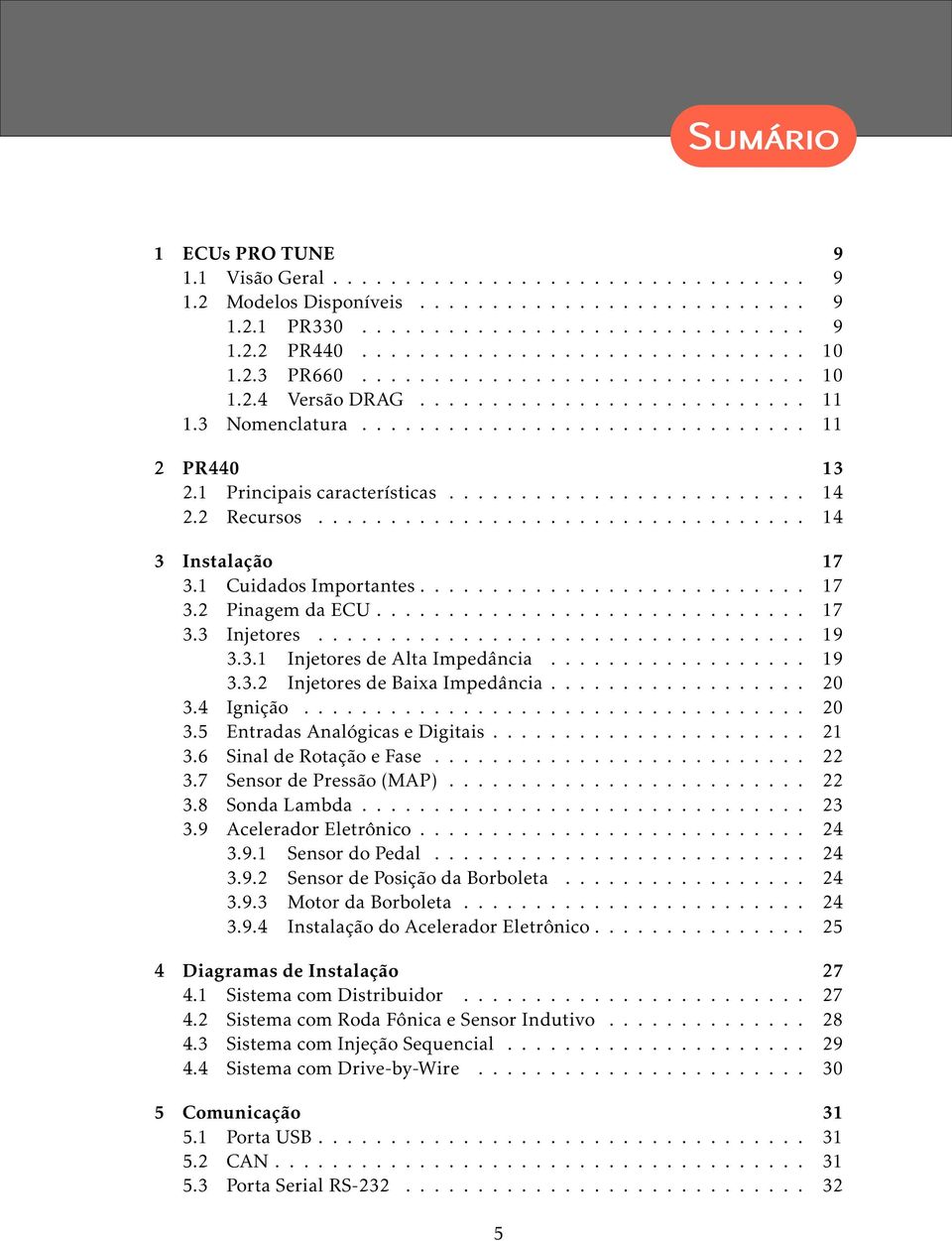 2 Recursos.................................. 14 3 Instalação 17 3.1 Cuidados Importantes........................... 17 3.2 Pinagem da ECU.............................. 17 3.3 Injetores.................................. 19 3.