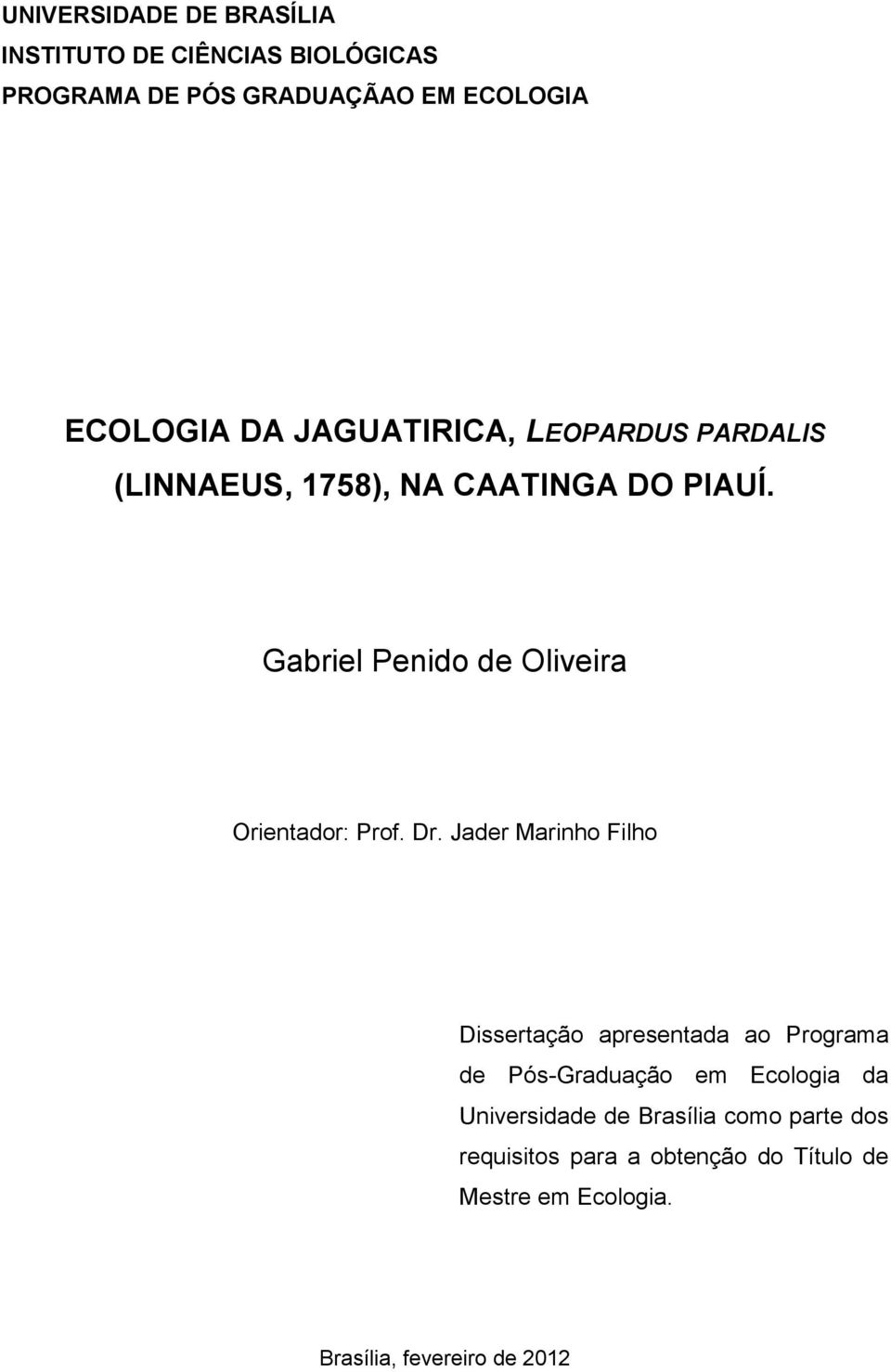 Gabriel Penido de Oliveira Orientador: Prof. Dr.
