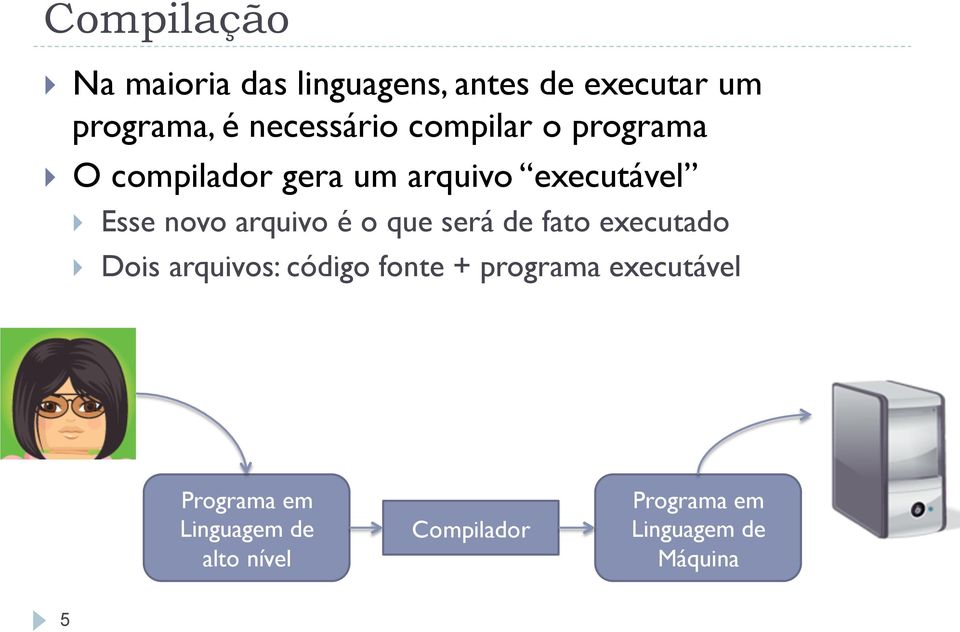 novo arquivo é o que será de fato executado } Dois arquivos: código fonte +