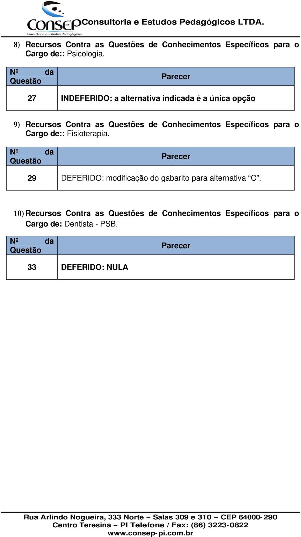 Conhecimentos Específicos para o Cargo de:: Fisioterapia.