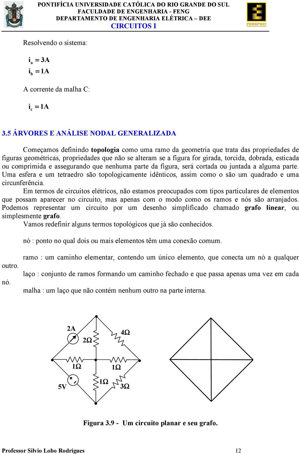 esfera e um tetraedro são topologicamente idênticos, assim como o são um quadrado e uma circunferência Em termos de circuitos elétricos, não estamos preocupados com tipos particulares de elementos