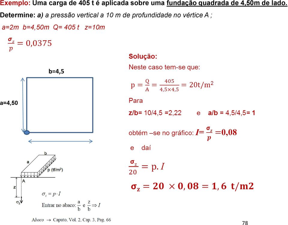 Determine: a) a pressão vertical a 10 m de